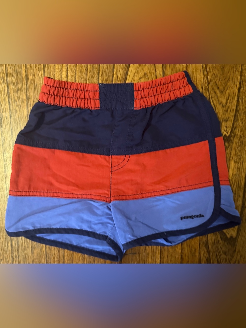 Patagonia Colorblock Kids Swim Shorts - Navy, Red, Light Blue, 5T